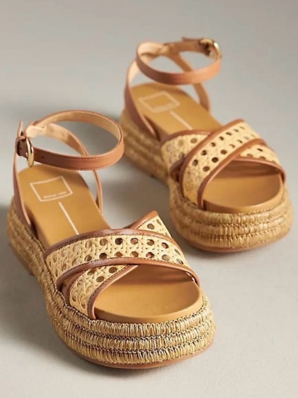 New Anthropologie Dolce Vita Wriley Raffia Platform Sandals